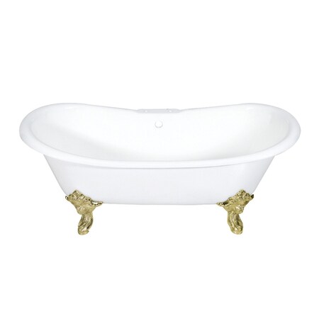 Aqua Eden Clawfoot Bathtubs, 71.63 L, 29.75 W, White/Polished Brass, Cast Iron VCT7DS7231NL2